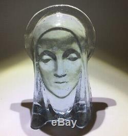 RARE Art Deco Glass Madonna By Guy Underwood For Bermonsey Glass Signed