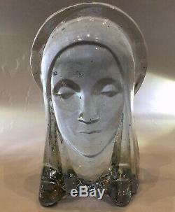 RARE Art Deco Glass Madonna By Guy Underwood For Bermonsey Glass Signed