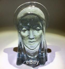 RARE Art Deco Glass Madonna By Guy Underwood For Bermonsey Glass Signed