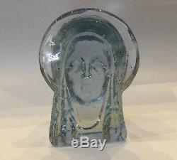 RARE Art Deco Glass Madonna By Guy Underwood For Bermonsey Glass Signed