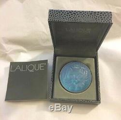 RARE Authentic LALIQUE Cat Chat Satin Blue Crystal Pin Brooch New Original Box