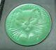 Rare Authentic Lalique Cat Chat Satin Green Crystal Pin Brooch New Original Box