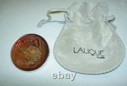 RARE Authentic LALIQUE Cat Chat Satin Red Crystal Pin Brooch in Pouch