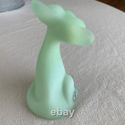 RARE Fenton HAPPY CAT Sea Green Satin Hand Painted Butterfly 6 #5277GE