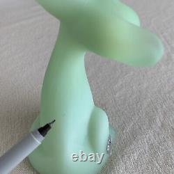 RARE Fenton HAPPY CAT Sea Green Satin Hand Painted Butterfly 6 #5277GE