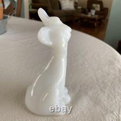 RARE Fenton HAPPY CAT White Milk Glass Glossy HP Butterfly 6 EXCELLENT #K5277M4