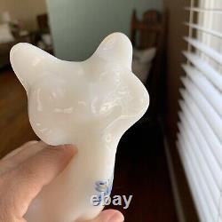 RARE Fenton HAPPY CAT White Milk Glass Glossy HP Butterfly 6 EXCELLENT #K5277M4