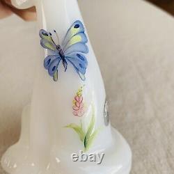 RARE Fenton HAPPY CAT White Milk Glass Glossy HP Butterfly 6 EXCELLENT #K5277M4