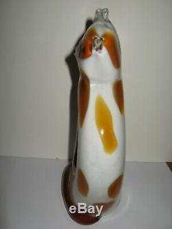 RARE Murano Double Cat Sculpture Signed Barbini 10 1/2t