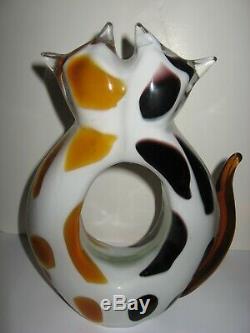 RARE Murano Double Cat Sculpture Signed Barbini 10 1/2t