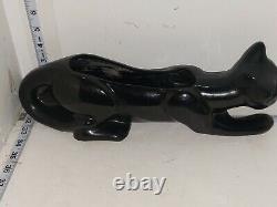 RARE VTG M-C-M 15 Art Deco Trinket/Jewelry Holder Black Cat Ceramic Glossy RARE