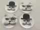 Rory Dobner Set Of Four Cat With Monocle Plates England
