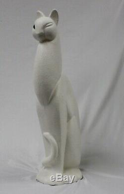 ROYAL HAEGER 21H WINKING WHITE CAT Sculpture. Glass eye. Hallmarked. Purrrfect
