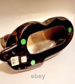 ROYAL HAEGER Pottery Gloss Black Ceramic Reclining Cat Statue