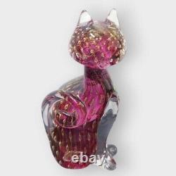 RUBELLI V. A MURANO Figurine Cat Interior Glass Italy Vintage