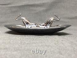 R. R. Hutcheson Pincherette Art Deco Two Cat Chrome Ashtray Cork USA 1933