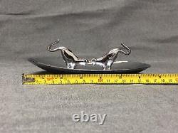 R. R. Hutcheson Pincherette Art Deco Two Cat Chrome Ashtray Cork USA 1933