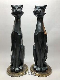 Rare 1960 Vintage Cubist Siamese Cats Art Deco Chicago, Universal Statuary Corp