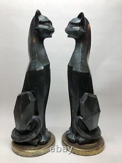 Rare 1960 Vintage Cubist Siamese Cats Art Deco Chicago, Universal Statuary Corp