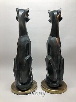 Rare 1960 Vintage Cubist Siamese Cats Art Deco Chicago, Universal Statuary Corp