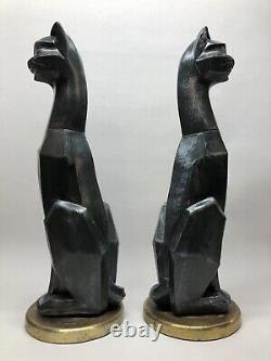 Rare 1960 Vintage Cubist Siamese Cats Art Deco Chicago, Universal Statuary Corp