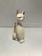 Rare 1961 Kay Finch Sitting Gold/white Cat Figurine Made In California 5 1/2 In