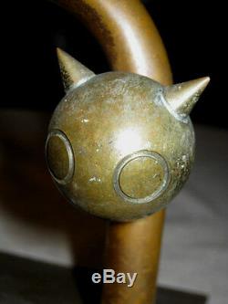 Rare Antique Art Deco Chase Industrial Art Brass Copper Cat Statue Home Doorstop