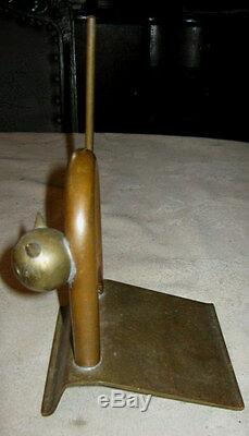 Rare Antique Art Deco Chase Industrial Art Brass Copper Cat Statue Home Doorstop