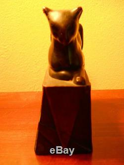 Rare Antique Art Deco Pompeian Bronze Egyptian Cat Bookend Great Bronze Patina