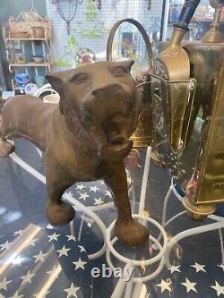 Rare Antique Art Deco Solid Brass Tiger Lion Figurine Heavy