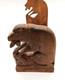 Rare Antique Carved Wooden Expandable Art Deco Panther Cat With Prey Bookends