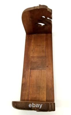 Rare Antique Carved Wooden Expandable Art Deco Panther Cat With Prey Bookends