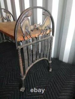 Rare Antique Cast Iron Bench Cat on fence in Original Paint fine condition