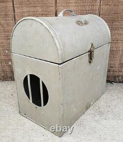 Rare Antique Vintage Art Deco Metal Cat Dog Pet Animal Carrier Columbia Chemical