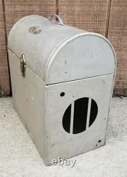 Rare Antique Vintage Art Deco Metal Cat Dog Pet Animal Carrier Columbia Chemical