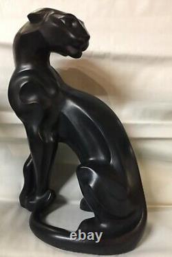 Rare Austin Sculpture 1990 Art Deco Standing Panther Statue By Alexsander Danel