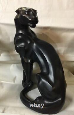 Rare Austin Sculpture 1990 Art Deco Standing Panther Statue By Alexsander Danel
