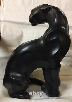 Rare Austin Sculpture 1990 Art Deco Standing Panther Statue By Alexsander Danel