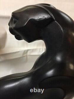 Rare Austin Sculpture 1990 Art Deco Standing Panther Statue By Alexsander Danel