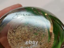 Rare Correia Studio Art Glass Paperweight Cat Perched Over Fishbowl