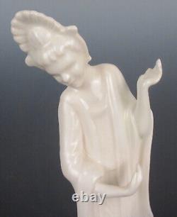 Rare Cowan Pottery Art Deco Oriental Lady Flower Frog Figurine QuanYin Goddess