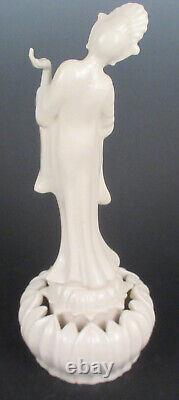 Rare Cowan Pottery Art Deco Oriental Lady Flower Frog Figurine QuanYin Goddess