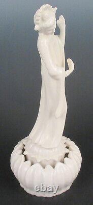 Rare Cowan Pottery Art Deco Oriental Lady Flower Frog Figurine QuanYin Goddess