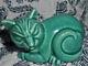 Rare Homer Laughlin Hlco Harlequin Cat Figurine Spruce Green Glaze 1940 Novelty