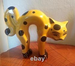 Rare Lorna Bailey Yellow Polka Arched Cat Limited Production Range 2002 VGC