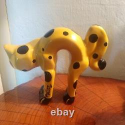 Rare Lorna Bailey Yellow Polka Arched Cat Limited Production Range 2002 VGC