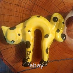 Rare Lorna Bailey Yellow Polka Arched Cat Limited Production Range 2002 VGC