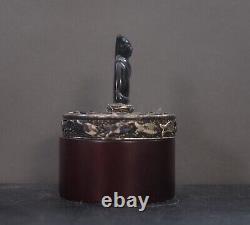 Rare Sajen 925 Sterling Obsidian Black Cat Trinket Box