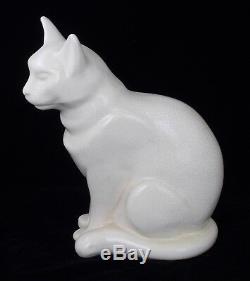 Rare Superb French Art Deco Crackle Wear Pottery Cat Figure By Longwy France