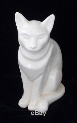 Rare Superb French Art Deco Crackle Wear Pottery Cat Figure By Longwy France